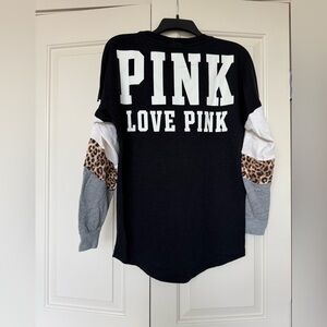 PINK Victoria's Secret Leopard Varsity Crew Sweatshirt